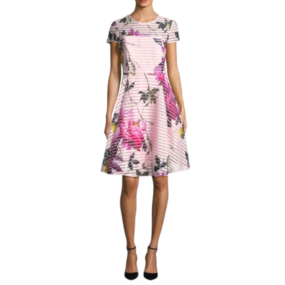 Ted Baker London Pink Camari Citrus Bloom Mesh Mini Dress - US 10